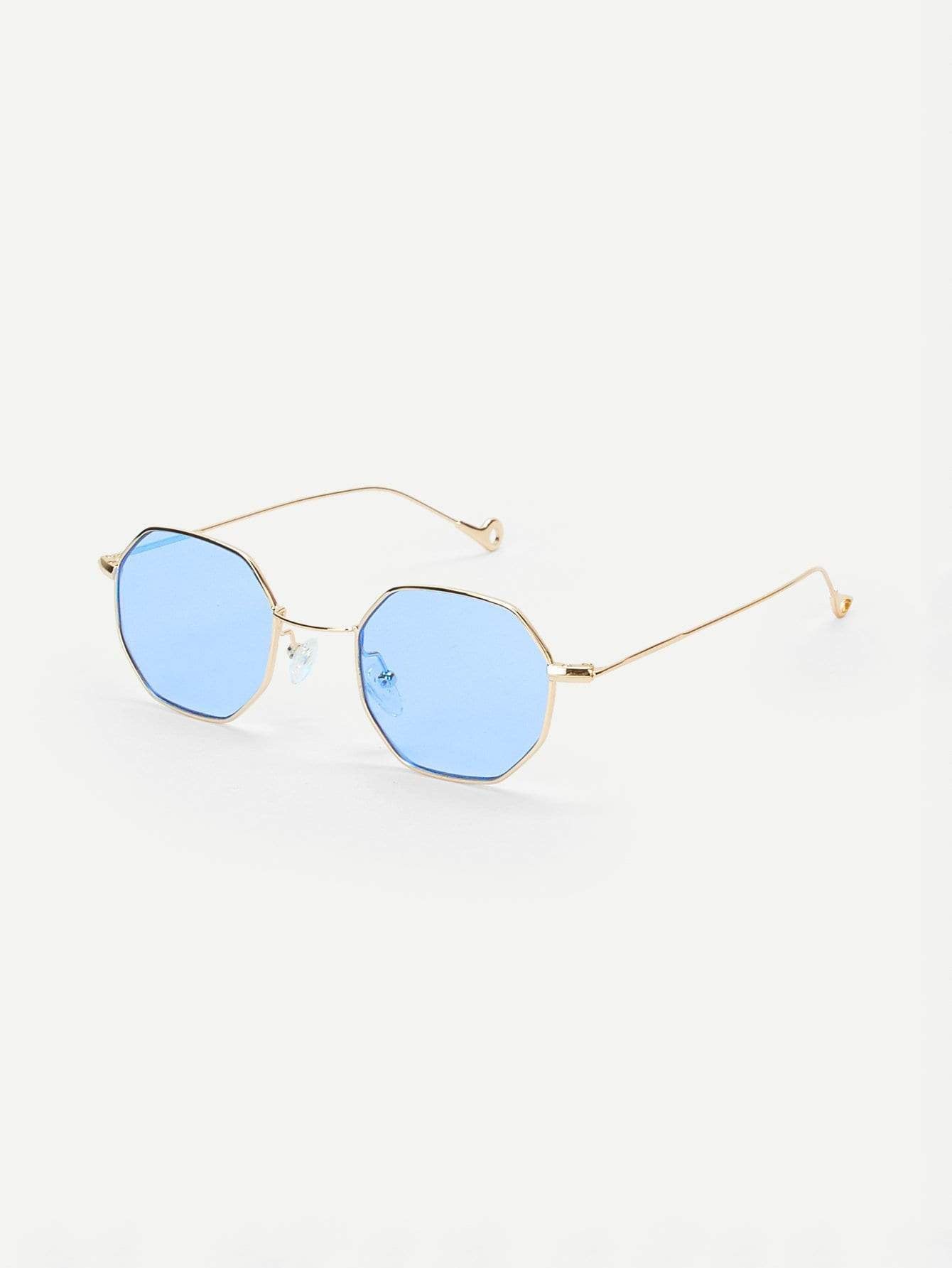 Polygon Frame Tinted Lens Sunglasses