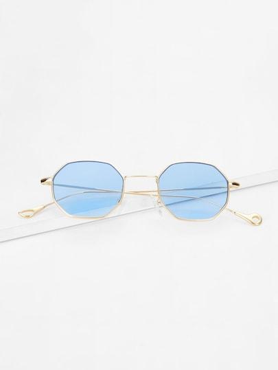 Polygon Frame Tinted Lens Sunglasses