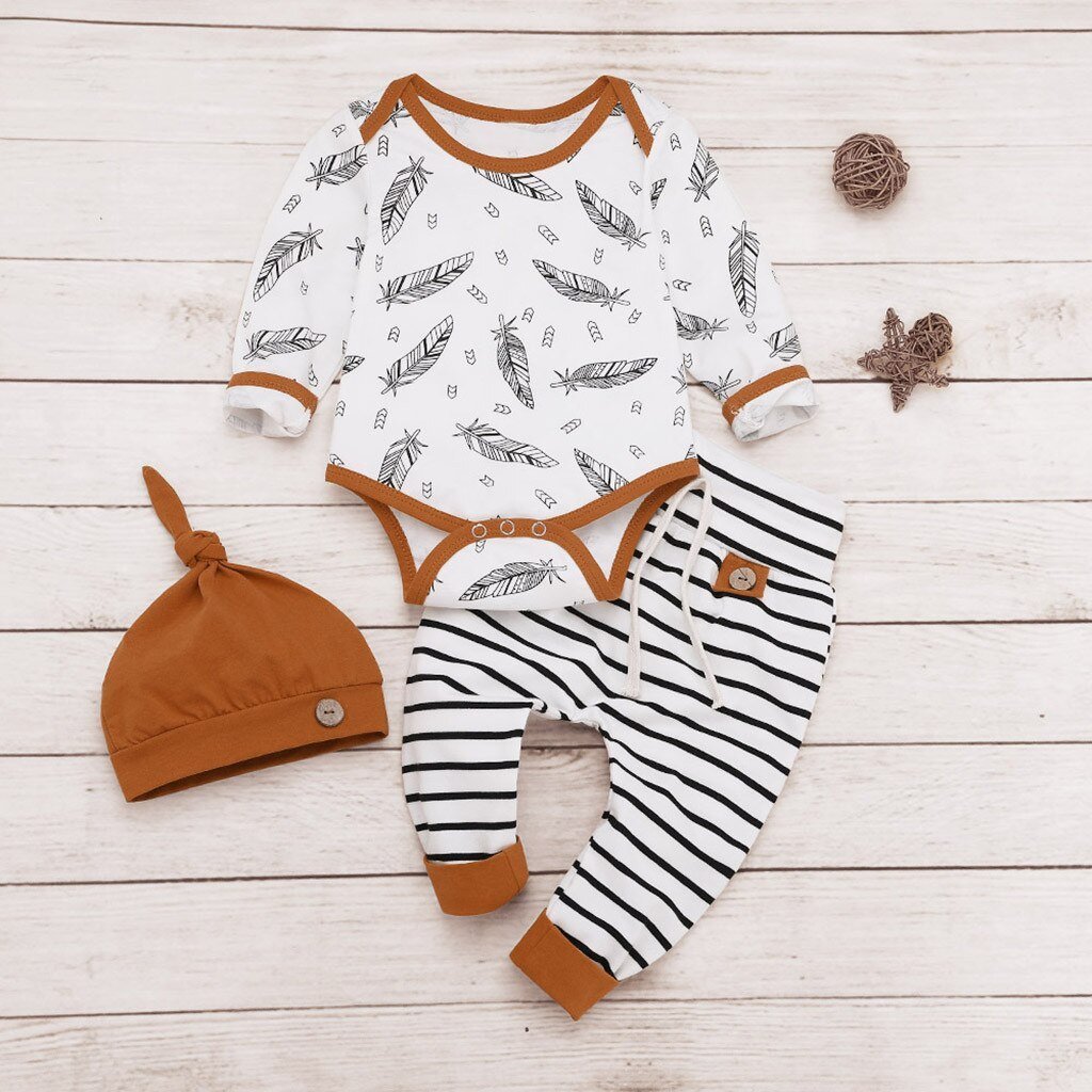 Newborn Baby clothes Boys Girls Feather longsleeve