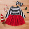 Toddler Baby Girls Christmas Dress Santa Striped